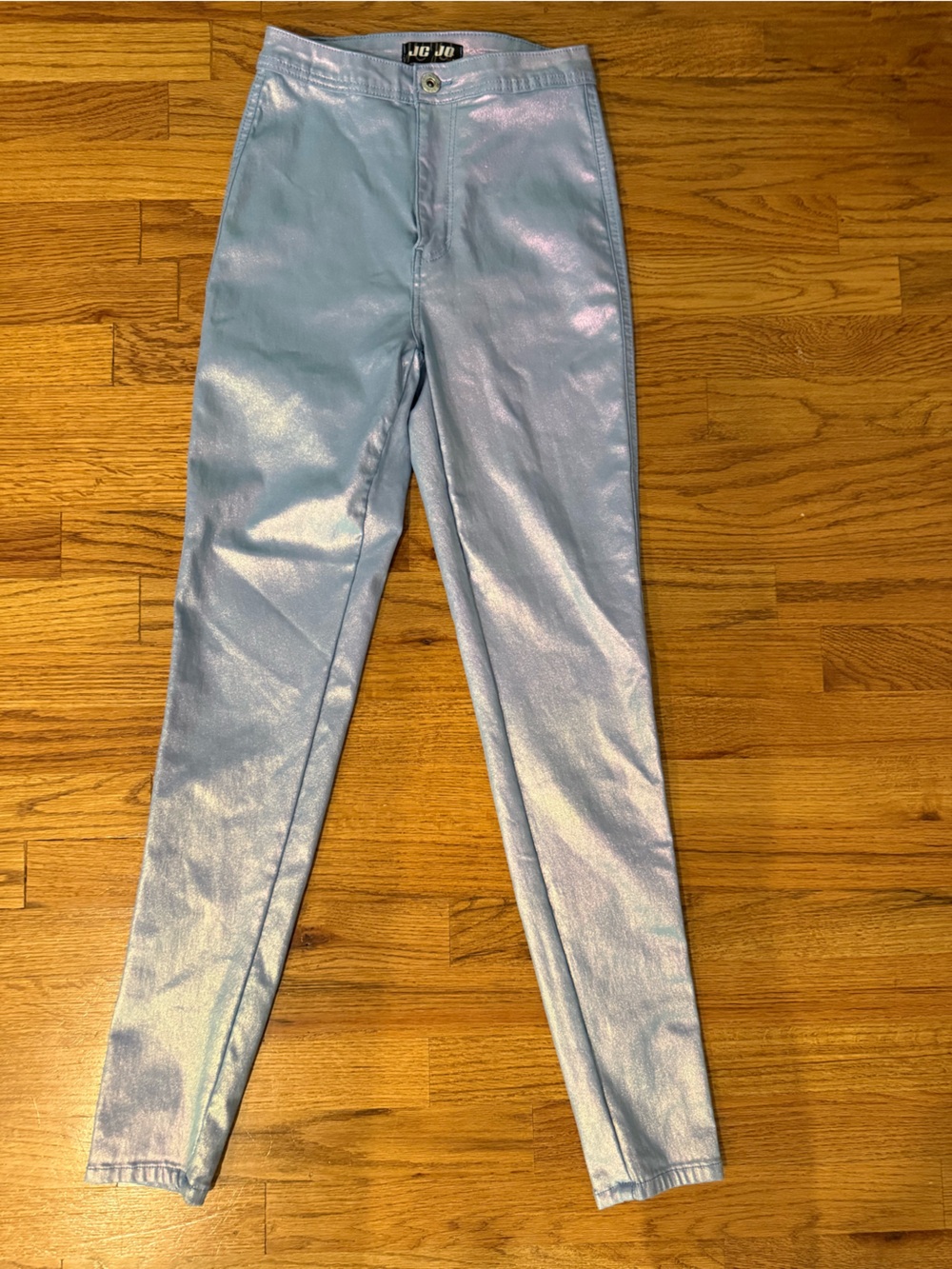 stretch metallic Iridescent Light Blue purple Jeans, M, perfect concert look
